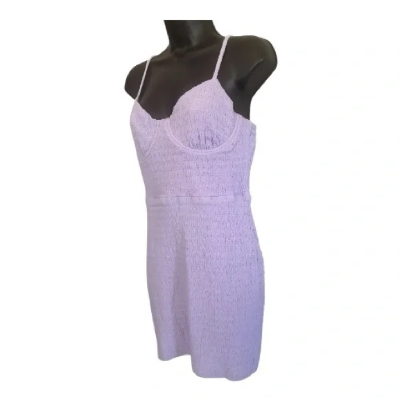 Lulus Lilac Textured Spaghetti Strap Mini Dress Size M - Picture 5 of 7